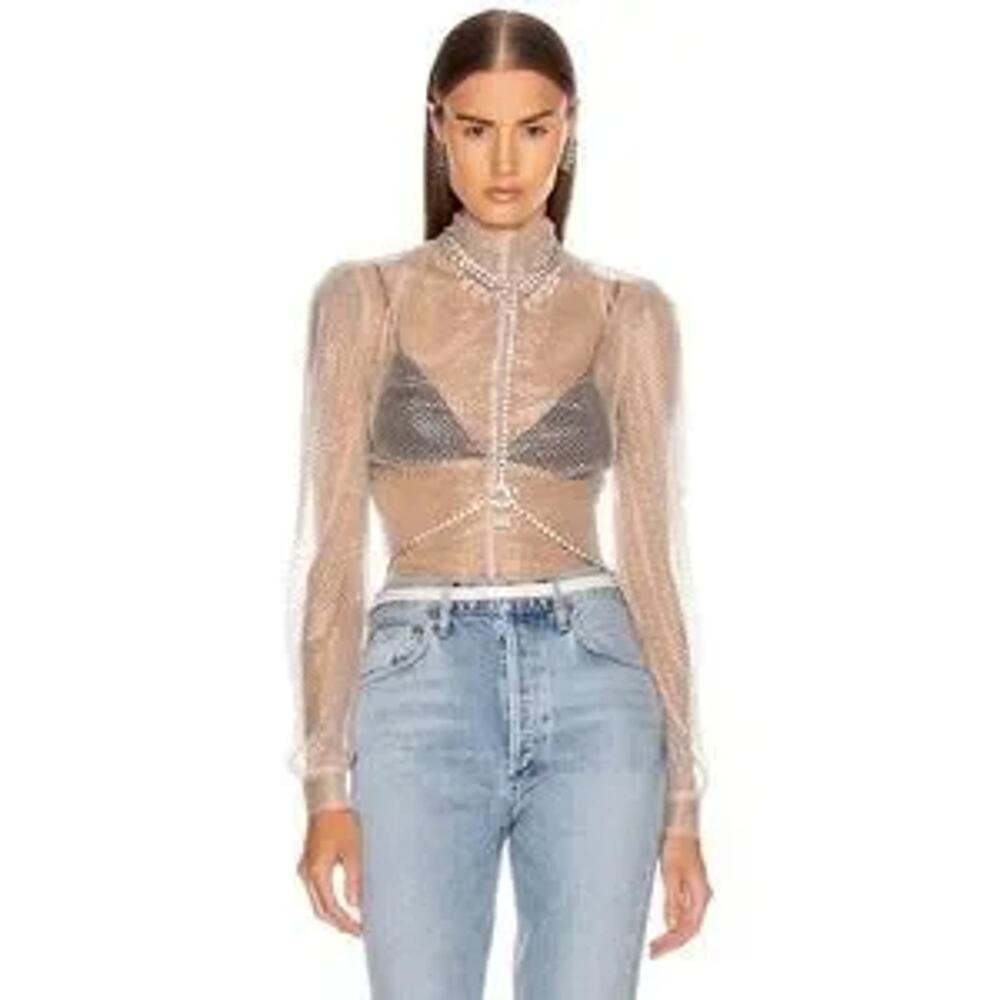 Reve Riche Revolve Delfine Crystal Embellished Top 40 Sexy Party NYE Top NWT